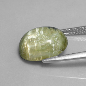 3.97캐럿 천연 노란빛 그린 서펜틴, 타원형 컷, 12.6×10 mm, 불투명체