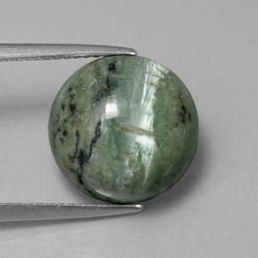 5.84캐럿 천연 그린 서펜틴, 라운드 컷, 12.23 mm, 불투명체