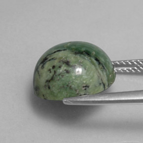 5.84캐럿 천연 그린 서펜틴, 라운드 컷, 12.23 mm, 불투명체