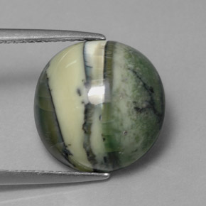 7.52캐럿 천연 노란빛 그린 서펜틴, 라운드 컷, 13.18 mm, 불투명체