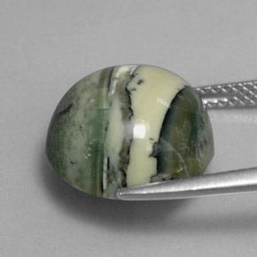 7.52캐럿 천연 노란빛 그린 서펜틴, 라운드 컷, 13.18 mm, 불투명체