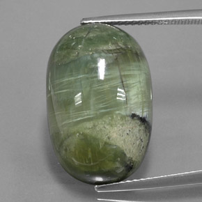 14.20캐럿 천연 그린 서펜틴, 타원형 컷, 20.6×13.4 mm, 불투명체