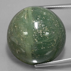 48.32캐럿 천연 그린 서펜틴, 라운드 컷, 23.65 mm, 불투명체