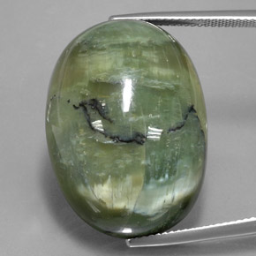 42.76캐럿 천연 미디엄 그린 서펜틴, 타원형 컷, 27.1×19.9 mm, 불투명체