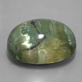 42.76캐럿 천연 미디엄 그린 서펜틴, 타원형 컷, 27.1×19.9 mm, 불투명체