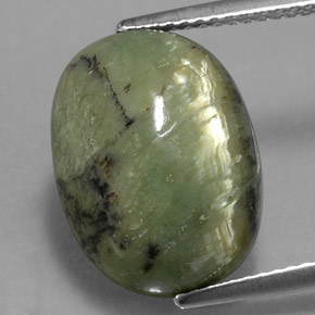 7.68캐럿 천연 그린 서펜틴, 타원형 컷, 15.6×11.6 mm, 불투명체