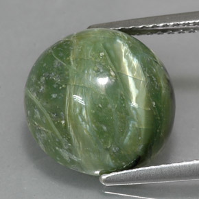 5.71캐럿 천연 그린 서펜틴, 라운드 컷, 12.11 mm, 불투명체