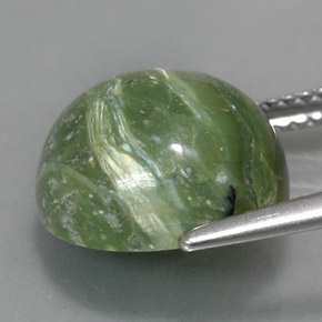 5.71캐럿 천연 그린 서펜틴, 라운드 컷, 12.11 mm, 불투명체