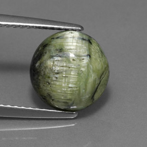 2.76캐럿 천연 노란빛 그린 서펜틴, 라운드 컷, 9.84 mm, 불투명체