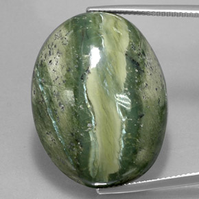 47.57캐럿 천연 그린 서펜틴, 타원형 컷, 29.9×23 mm, 불투명체