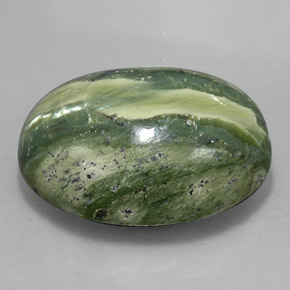 47.57캐럿 천연 그린 서펜틴, 타원형 컷, 29.9×23 mm, 불투명체
