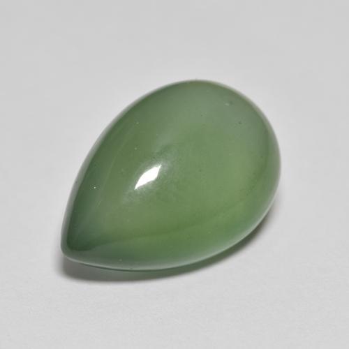 8.76캐럿 천연 흙빛 녹색 서펜틴, 배 모양, 16.5×11.1 mm, 투명한