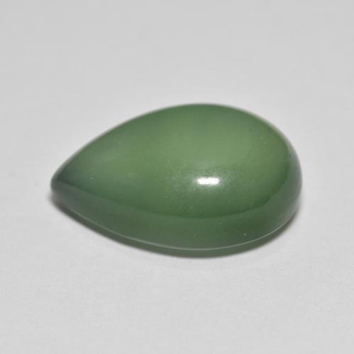 8.76캐럿 천연 흙빛 녹색 서펜틴, 배 모양, 16.5×11.1 mm, 투명한