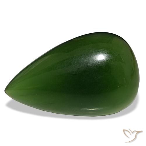 15.80캐럿 천연 해초 녹색 서펜틴, 배 모양, 24.4×15.3 mm, 투명한