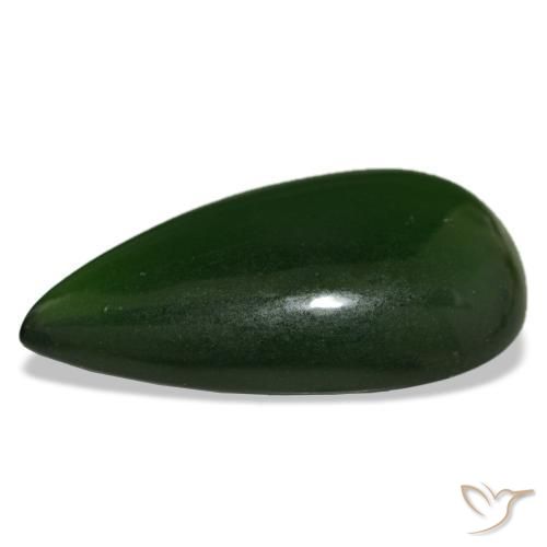 15.80캐럿 천연 해초 녹색 서펜틴, 배 모양, 24.4×15.3 mm, 투명한