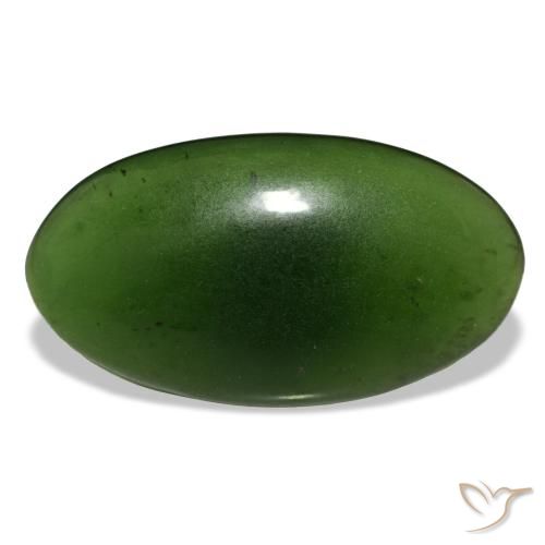 11.55캐럿 천연 다크 그린 서펜틴, 타원형 컷, 23.6×13.1 mm, 투명한