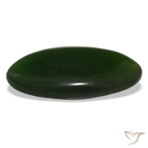 11.55캐럿 천연 다크 그린 서펜틴, 타원형 컷, 23.6×13.1 mm, 투명한