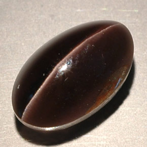 4.63캐럿 천연 브라운 Sillimanite Cat's Eye, 투명한, 11.2×6.8 mm, 투명/반투명