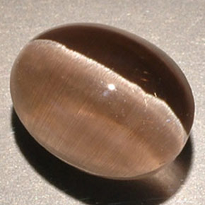 3.56캐럿 천연 브라운 Sillimanite Cat's Eye, 투명한, 9.3×7.1 mm, 투명/반투명