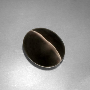 4.11캐럿 천연 스모크 Sillimanite Cat's Eye, 투명한, 10.5×8.8 mm, 투명/반투명