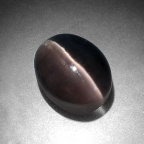 3.96캐럿 천연 스모크 Sillimanite Cat's Eye, 타원형 컷, 9.5×7.5 mm, 투명한