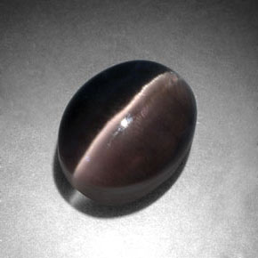 3.96캐럿 천연 스모크 Sillimanite Cat's Eye, 타원형 컷, 9.5×7.5 mm, 투명한