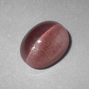 2.89캐럿 천연 딥 로즈 핑크 Sillimanite Cat's Eye, 타원형 컷, 9.6×7.4 mm, 투명한