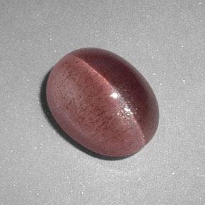 2.89캐럿 천연 딥 로즈 핑크 Sillimanite Cat's Eye, 타원형 컷, 9.6×7.4 mm, 투명한