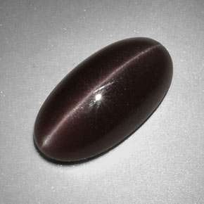 7.07캐럿 천연 회갈색 Sillimanite Cat's Eye, 타원형 컷, 17.3×9 mm, 불투명체