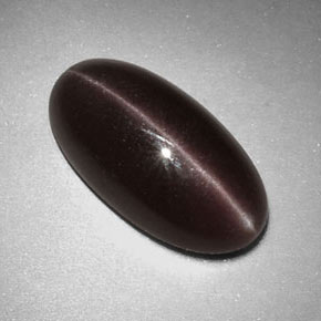 7.07캐럿 천연 회갈색 Sillimanite Cat's Eye, 타원형 컷, 17.3×9 mm, 불투명체