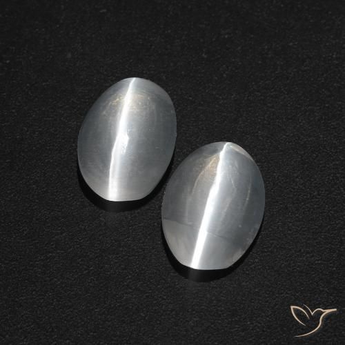 2.31캐럿 천연 클리어 화이트 Sillimanite Cat's Eye 보석, 타원형 컷, 8×5.5 mm, 투명한