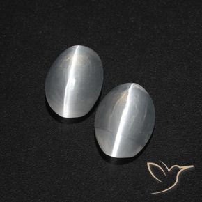 2.31캐럿 천연 클리어 화이트 Sillimanite Cat's Eye 보석, 타원형 컷, 8×5.5 mm, 투명한