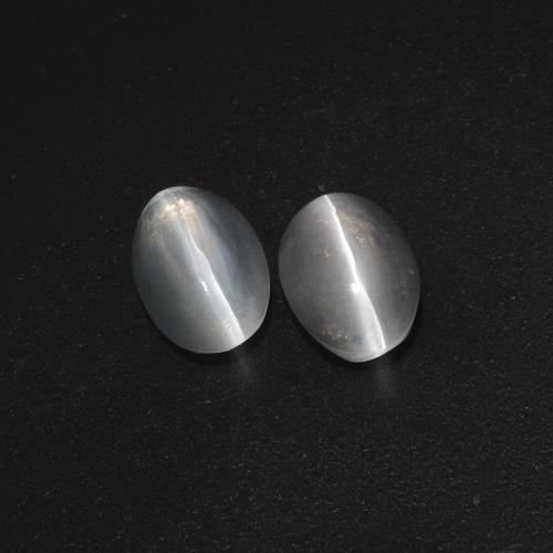 2.32캐럿 천연 매우 밝은 회색 Sillimanite Cat's Eye 보석, 타원형 컷, 7.6×5.1 mm, 투명한