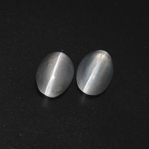 2.32캐럿 천연 매우 밝은 회색 Sillimanite Cat's Eye 보석, 타원형 컷, 7.6×5.1 mm, 투명한