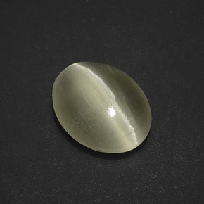 3.01캐럿 천연 회갈색 Sillimanite Cat's Eye, 타원형 컷, 10.9×8.5 mm, 투명한