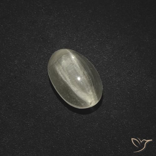 1.91ct 자연스러운 따뜻한 화이트 실리마나이트 고양이 눈, 타원형, 투명한