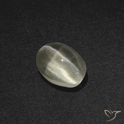 1.84ct 자연스러운 따뜻한 화이트 실리마나이트 고양이 눈, 타원형, 투명한