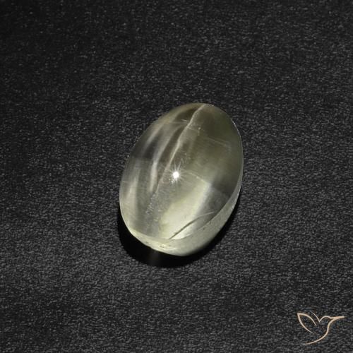 2.87ct 자연스러운 따뜻한 화이트 실리마나이트 고양이 눈, 타원형, 투명한