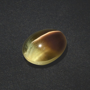 3.02캐럿 천연 녹갈색 Sillimanite Cat's Eye, 타원형 컷, 9.1×7.1 mm, 투명한