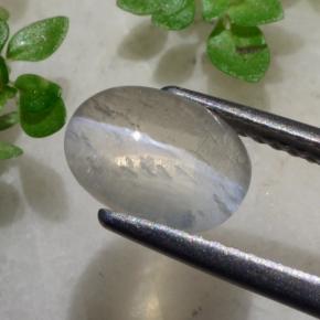 1.96캐럿 천연 매우 밝은 회색 실리마나이트 고양이 눈, 타원형 컷, 투명한