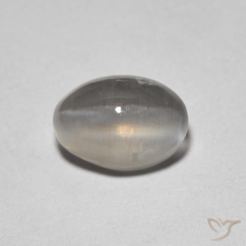1.64ct 자연스러운 매우 밝은 회색 실리마나이트 고양이 눈, 타원형, 투명한