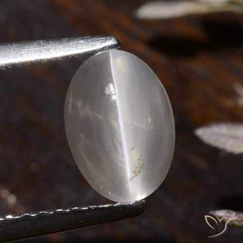 1.58ct 자연스러운 따뜻한 화이트 실리마나이트 고양이 눈, 타원형, 투명한