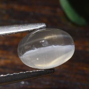 1.40캐럿 천연 매우 밝은 회색 실리마나이트 고양이 눈, 타원형 컷, 투명한