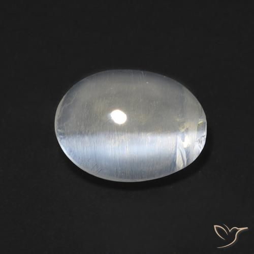 1.52ct 자연스러운 따뜻한 화이트 실리마나이트 고양이 눈, 타원형, 투명한