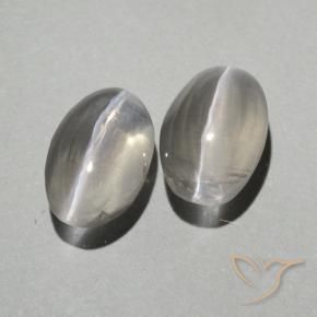 1.90캐럿 천연 따뜻한 화이트 실리마나이트 고양이 눈 보석, 타원형, 투명한