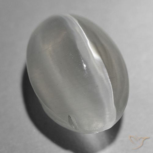 1.43ct 자연스러운 매우 밝은 회색 실리마나이트 고양이 눈, 타원형, 투명한