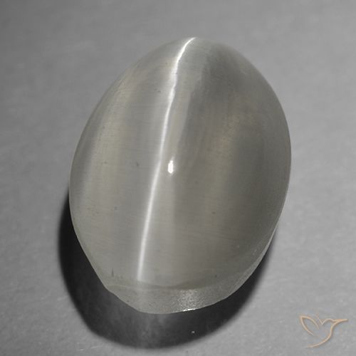 1.65캐럿 천연 매우 밝은 회색 실리마나이트 캣츠아이, 타원형 컷, 7.5×5.7 mm, 투명한
