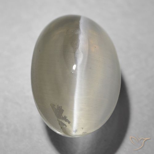 1.41ct 자연스러운 매우 밝은 회색 실리마나이트 고양이 눈, 타원형, 투명한