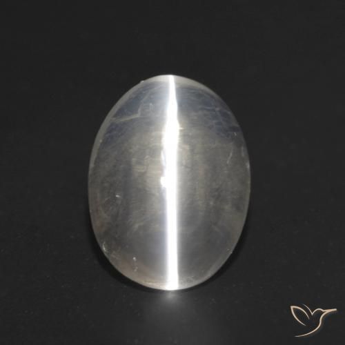 1.07ct 자연스러운 매우 밝은 회색 실리마나이트 고양이 눈, 타원형, 투명한