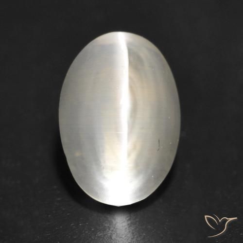 1.29ct 자연스러운 매우 밝은 회색 실리마나이트 고양이 눈, 타원형, 투명한